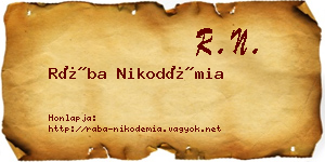 Rába Nikodémia névjegykártya